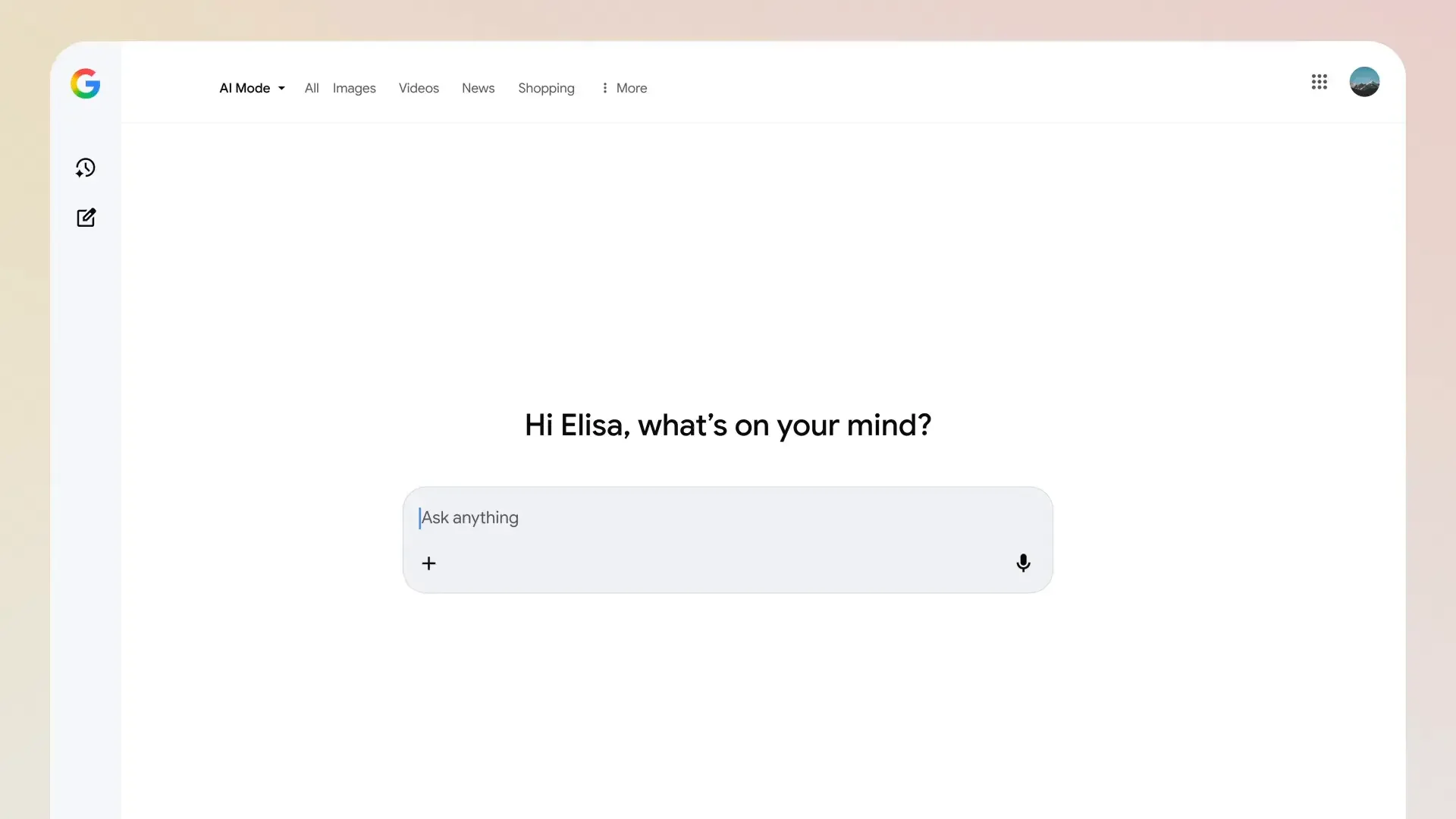 Animated webp of a user using the new Canvas feature on AI Mode Google search