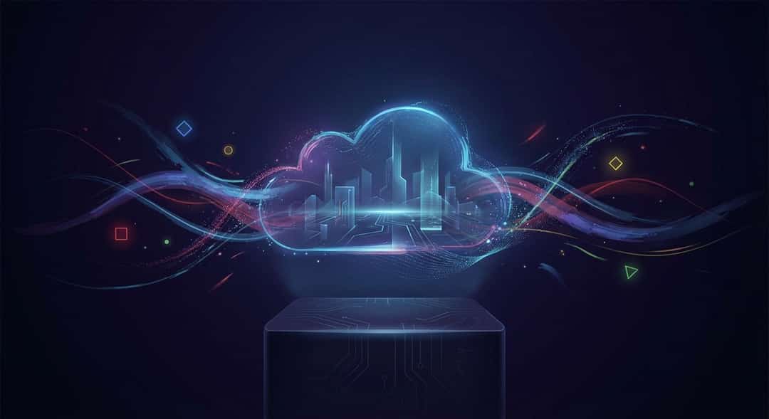 Futuristic AI image generation concept with luminous digital elements and Google brand colors, representing Nano Banana 2