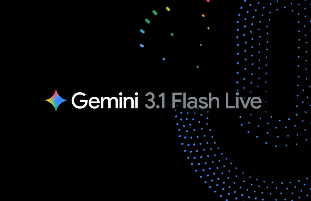 Cover image with the gemini logo and gemini 3.1 flash live wordmark, dark background
